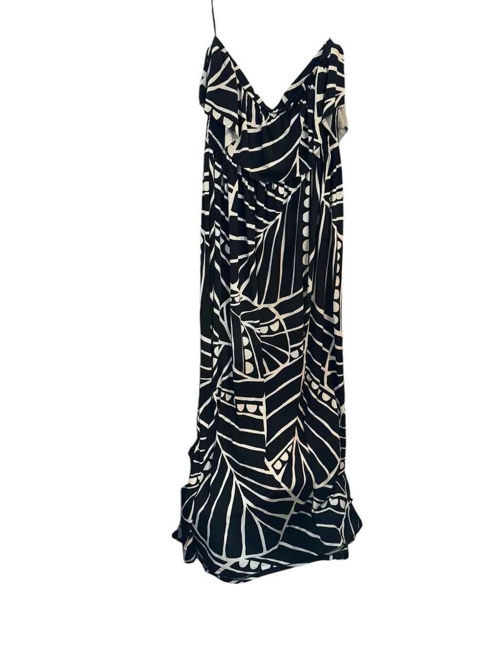 White House Black Market Strapless Elastic Waist Print Maxi Dress Size Medium